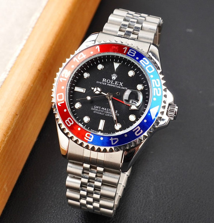 RLX GMT C-1240 Men's Watch – 40mm Luxury Stainless Steel GMT Wrist Watch